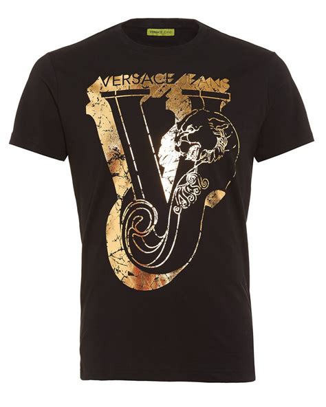 versace jeans t shirt black gold|versace jeans outlet.